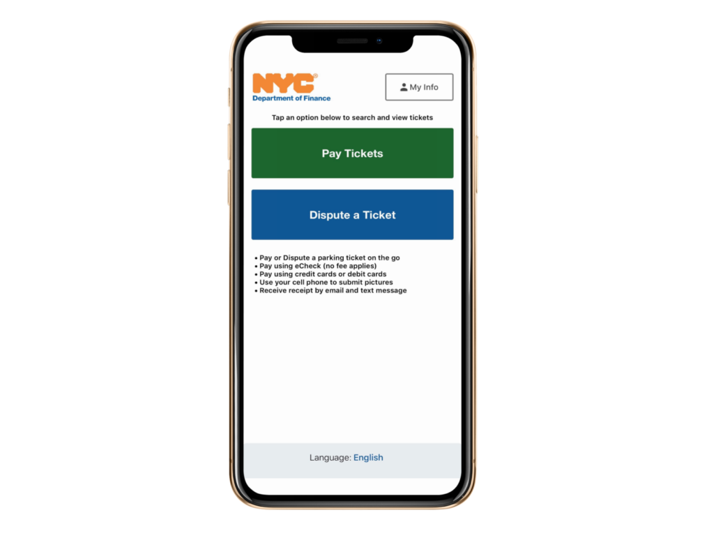Aplicación para pagar multas de tránsito en New York