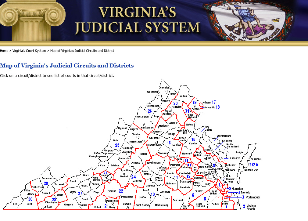 Mapa cortes del distrito de Virginia